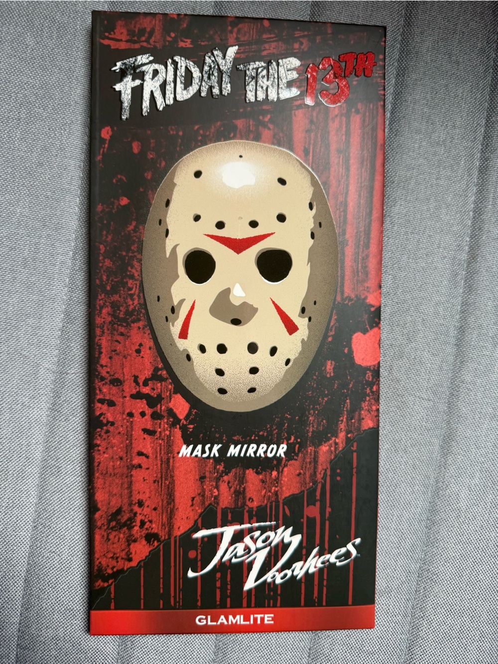 NIB Glamlite Jason Voorhees Friday the 13th Mask Mirror - Red & Tan